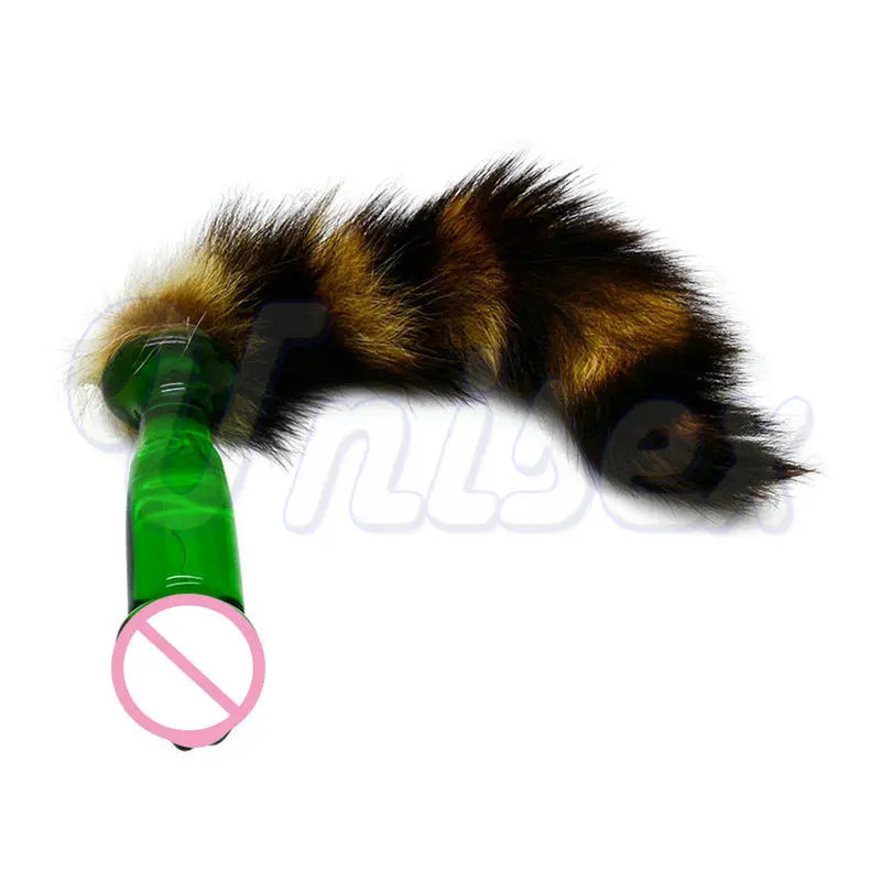 Озорной лисичий хвостик стеклянный кристаллический фаллоимитатор желе Анальная