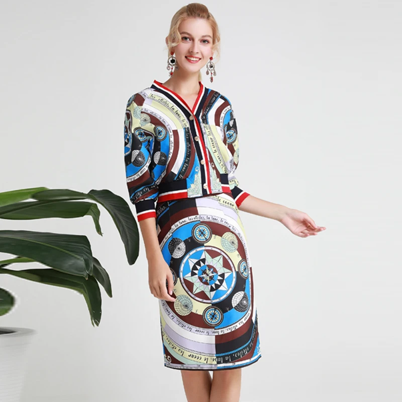 AELESEEN офисные женские винтажные костюмы с принтом 2019 осенние короткие блузки