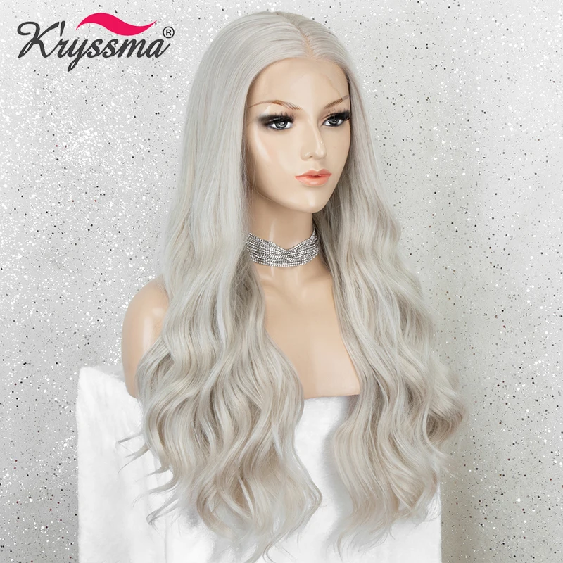 Парик Платиновый светлый Kryssma 13 × 4 парик на шнуровке спереди пыльный длинный