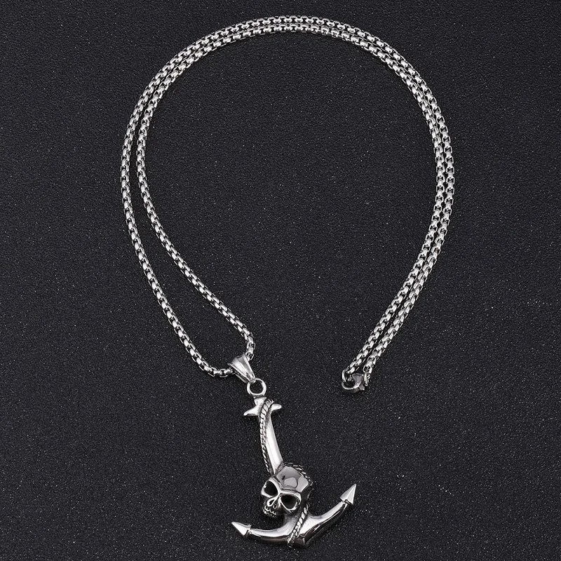 Кулон с черепом из Карибского пиратского якоря мужское ожерелье нержавеющей