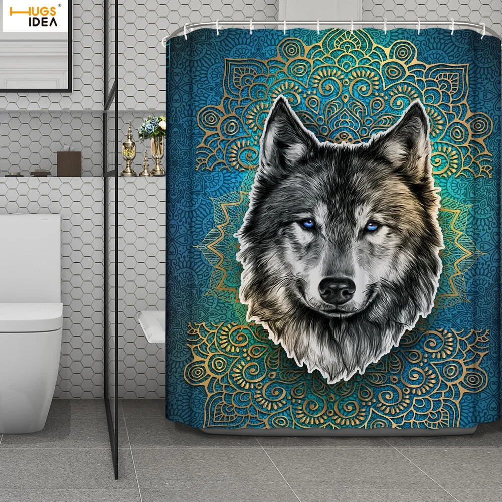 HUGSIDEA Shower/bath Curtain Cool Retro Wild Animal Cortina Bano Bohemian Wolf Design Waterproof/Decor Bathroom Accessories | Дом и сад