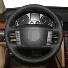 Для Volkswagen VW Touareg Phaeton 2002 2003 2004 2005 2006-2008 2009 2010 Черный чехол рулевого колеса автомобиля из натуральной кожи