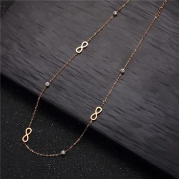 

Personality Jewelry Fashion Simple 8-word Diamond-encrusted Titanium Necklace Unlimited 8-word Short Collarbone Chain N486