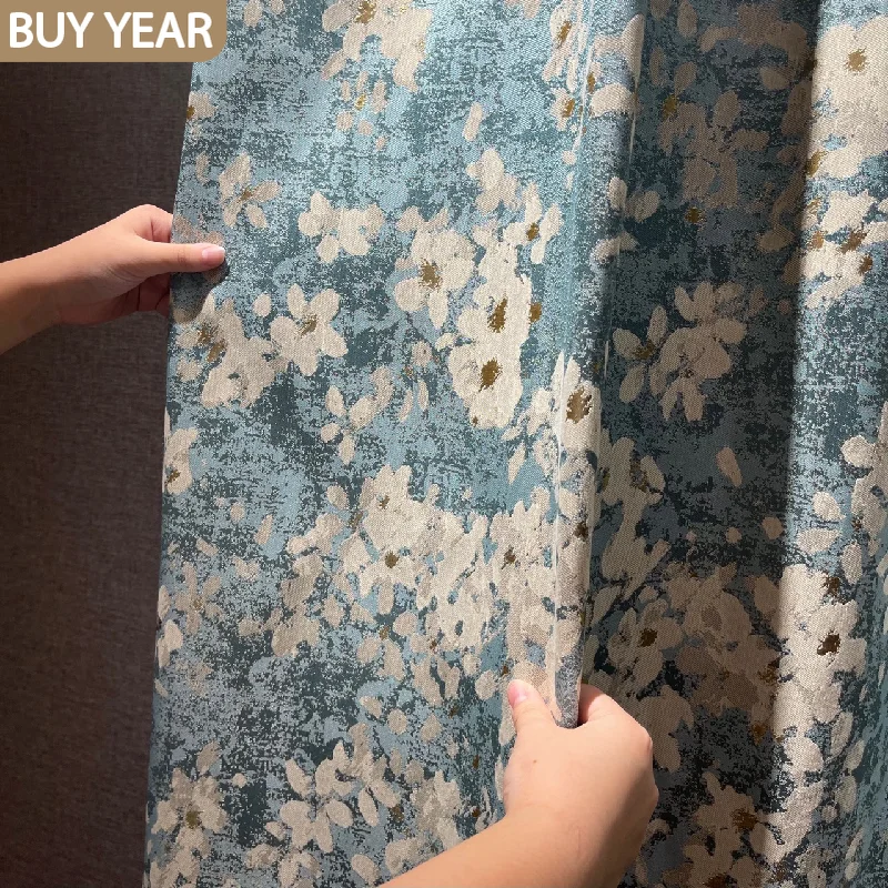 

American Style Curtains for Living Dining Room Bedroom Pastoral Country Precision Light Luxury Jacquard Curtain French Window