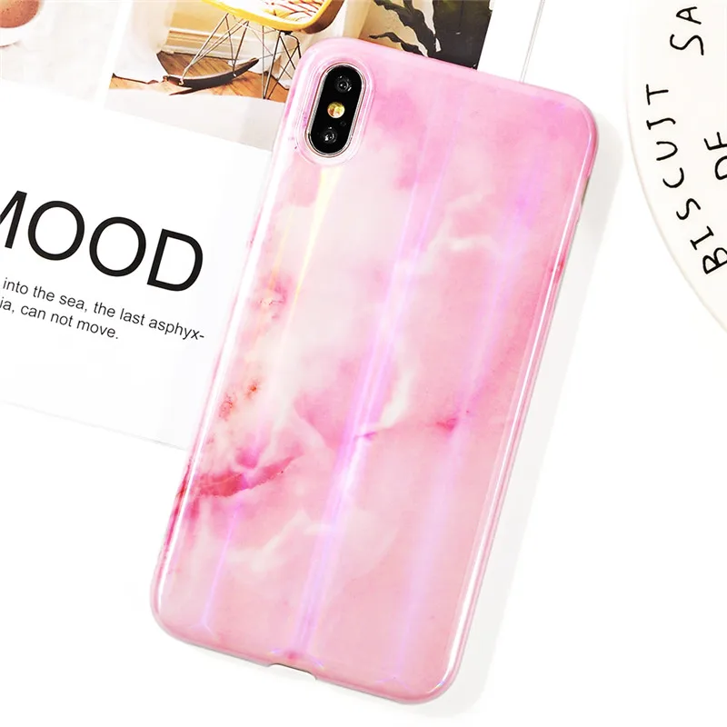 T11 Глянцевый лазерный мраморный чехол для iphone X XS Max, мягкий силиконовый чехол для iphone 6, 6s, 7, 8, 7 plus, задняя крышка для телефона - Цвет: T11