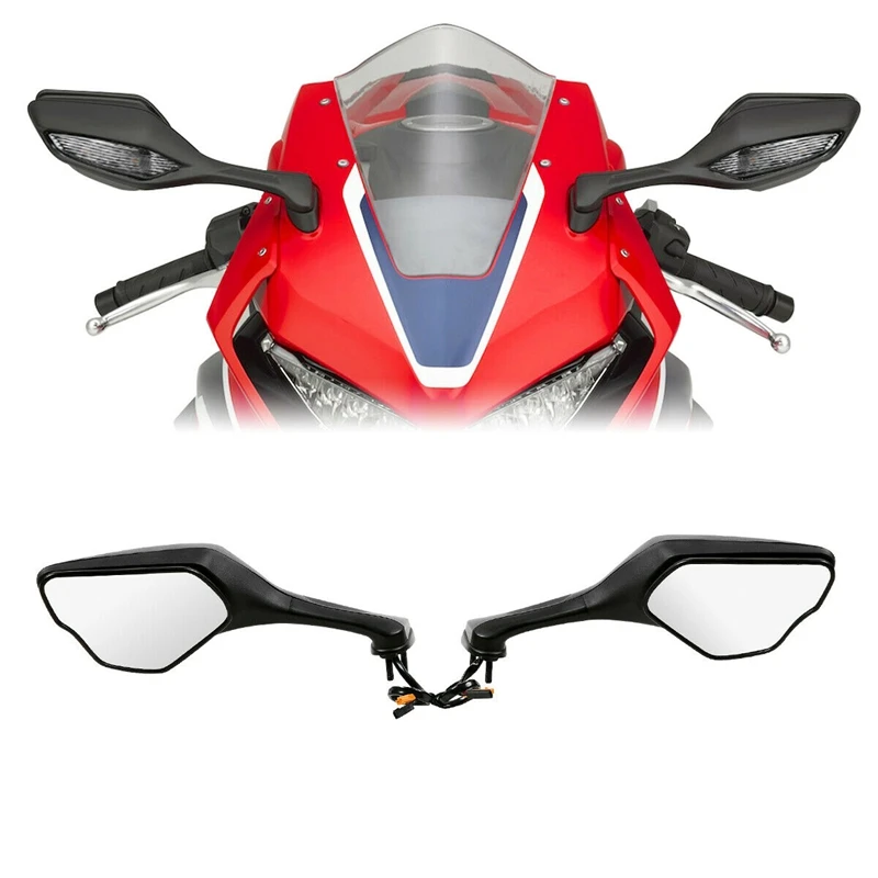 

2Pcs Motorcycle LED Light Rearview Mirror With Turn Signal Mirror for Honda CBR1000RR 2017-2019