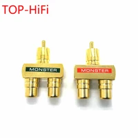 top hifi free shipping 2pcs gold plated rca adapter rca audio video splitter plug 1 male to 2 female rca 3 way connector