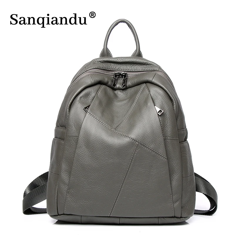 

Women's Bag 100% Genuine Leather Backpack Fashion Luxury Designer Cowhide Female Schoolbag High Quality Travel Ladies Book Bags