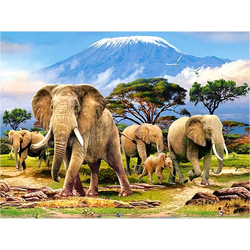 

Mountain Diamond Painting Elephant Animal 5d Diy Diamond Embroidery Tree Full Drill Square Round Handcraft Home Decor Gift Y46