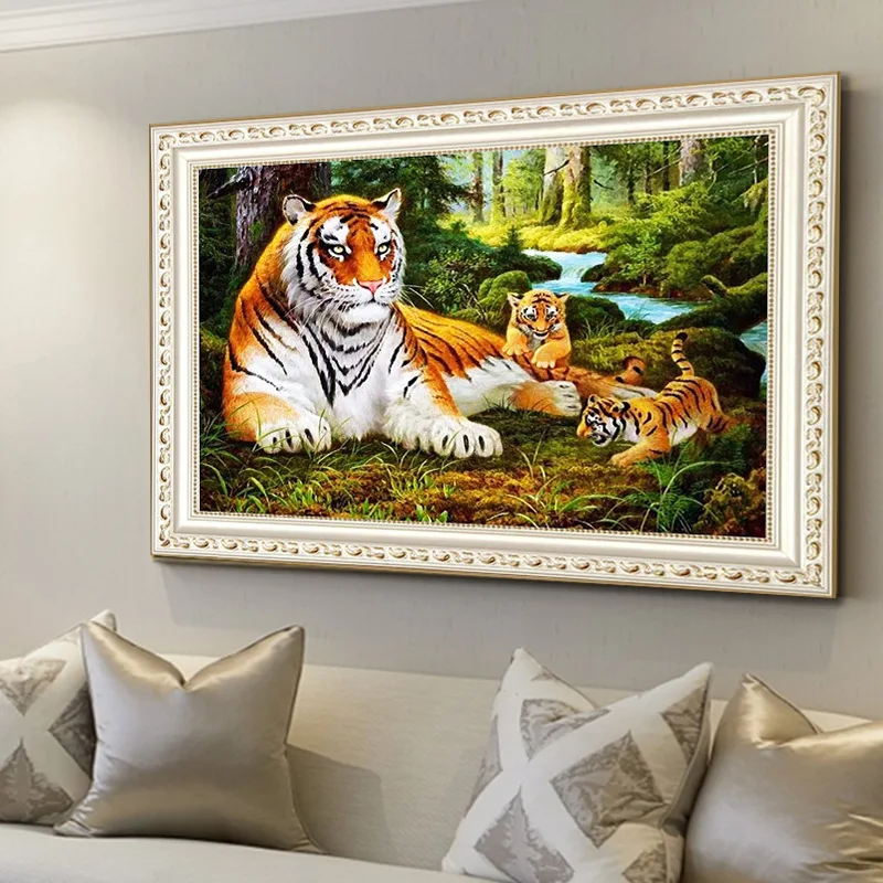 

Тигр мать и сын 5D алмазная картина Алмазная мозаика Вышивка крестиком Картина домашний Декор подарок Вышивка крестом