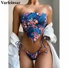 Цветочное бикини-бандо, женская одежда для плавания, женский купальный костюм из двух частей, комплект бикини без бретелек, Бразильский купальный костюм для плавания V2844