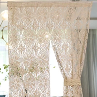 american cotton thread crochet hollow woven curtain cabinet door partition curtain geometric flowers short tulle drapes 4