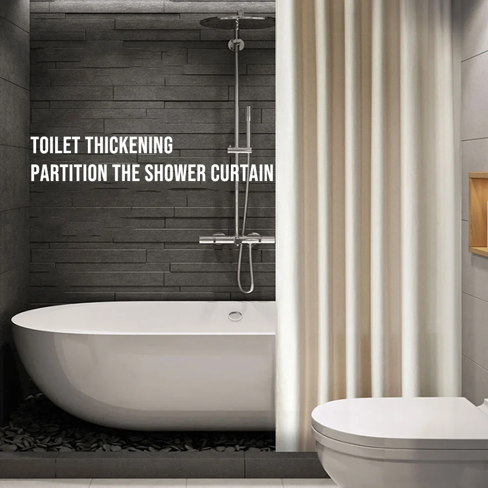 

Polyester Fabric Shower Curtain With Hooks Waterproof Plastic Bath Screens Solid Color Eco-Friendly Bathroom Curtains Home Decor