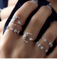 5pcsset engagement wedding star moon rings for women fashion jewellery wedding ring female