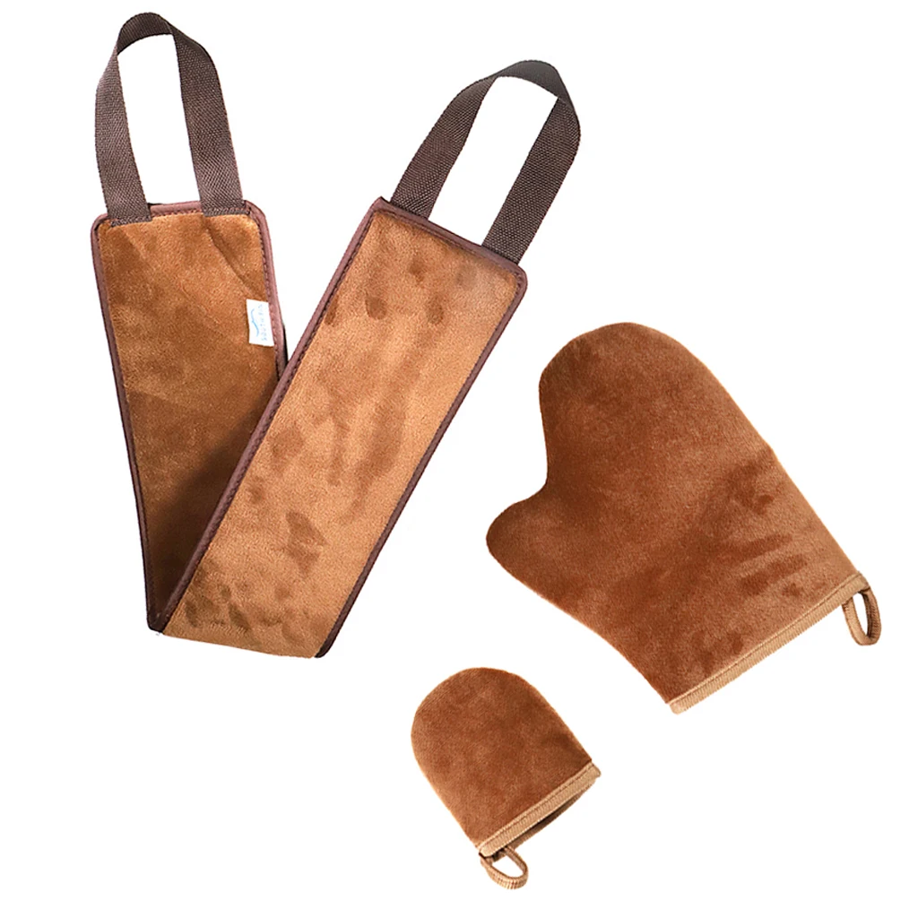 

3Pcs Self Tan Back & Body Applicator Velvet Reusable Gloves Mitt