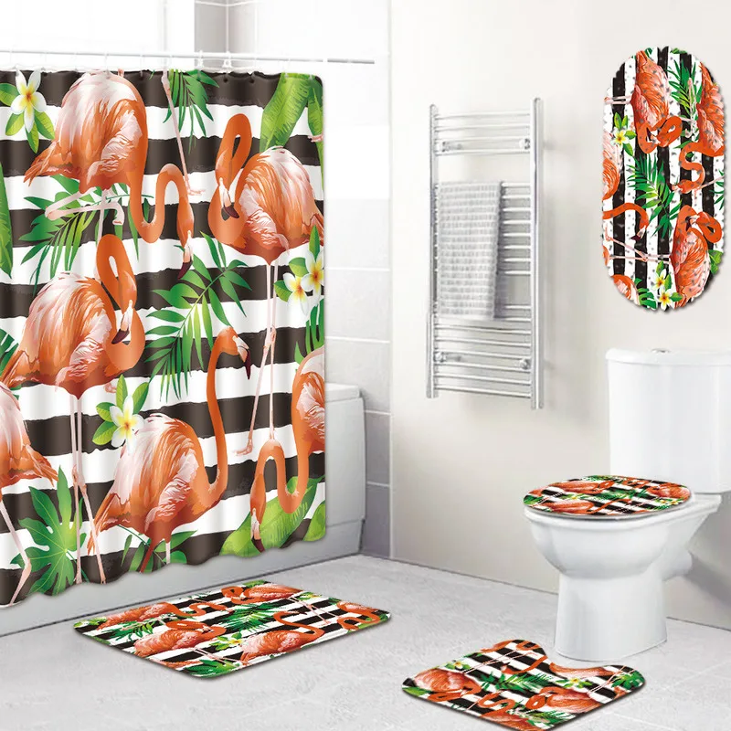 5 шт. коврик для ванной с фламинго впитывающий воду коврики кухни занавеска душа