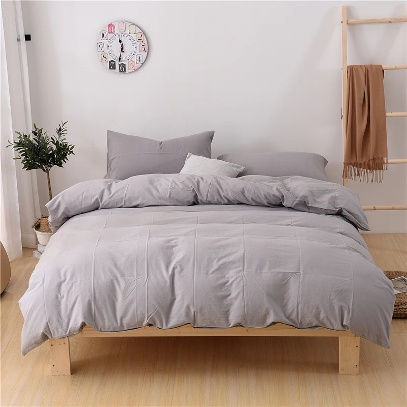 

Japanese Bedding Set 100% cotton Classic Grid Stripe Duvet Cover Linen Fitted/Flat Sheet Adult Man Brief Bedclothes Home Textile