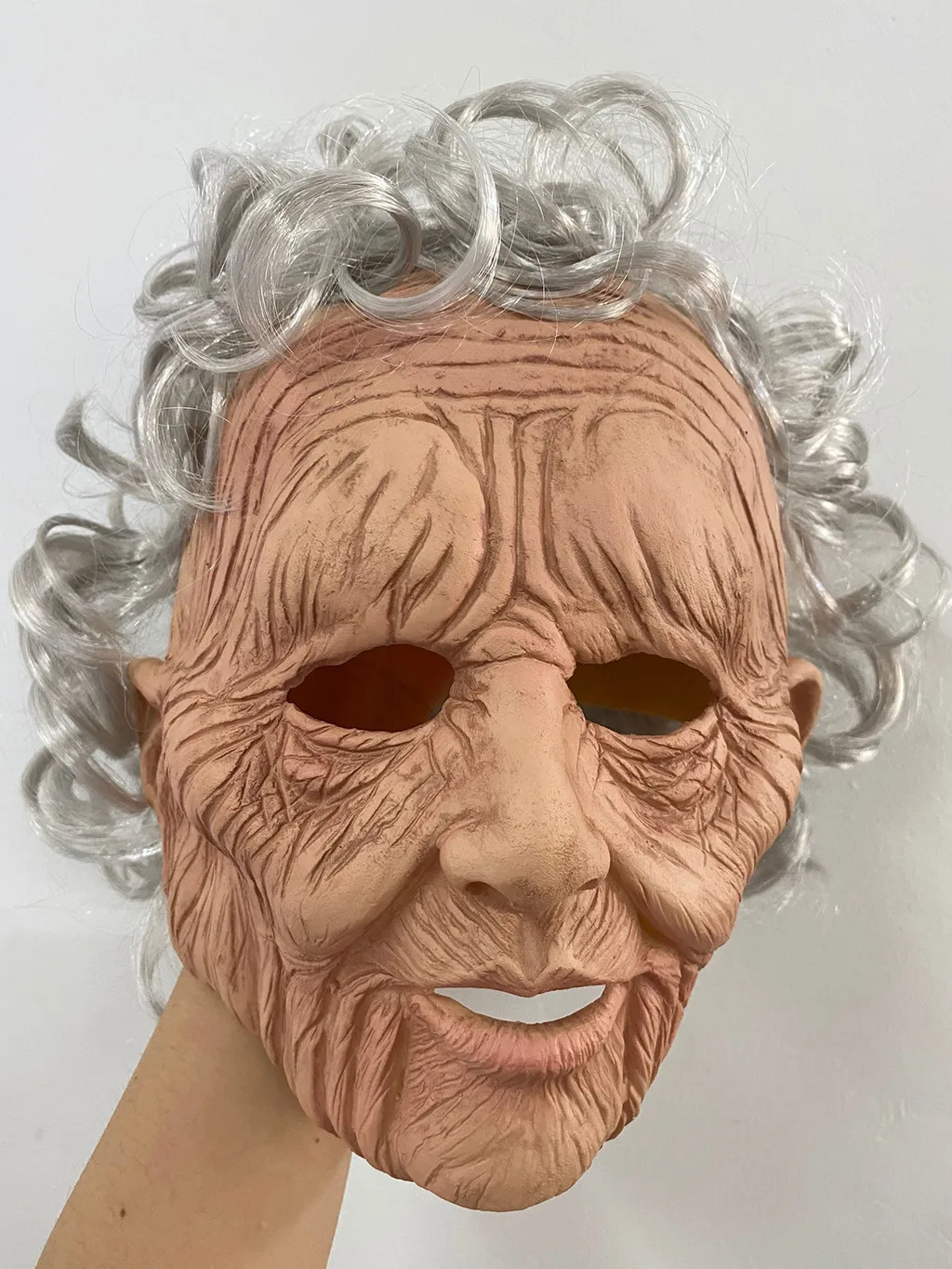 Страшная маска для пожилых людей косплей с белыми волосами на Хэллоуин праздник