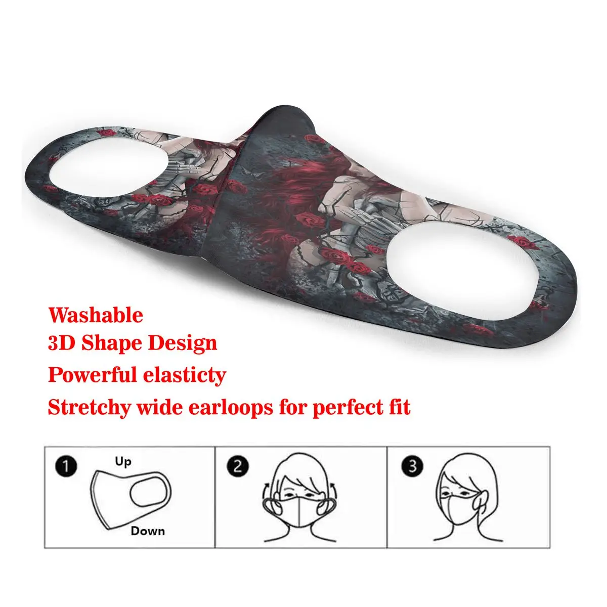 

Red Haired Woman Hug Skull Skeleton Cotton Masks Festive Party Respirator Keep Warm Camouflage Anti Dust Mouth Muffle