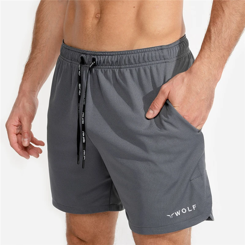 

Men Breathable Quick Dry Gyms Fitness Bodybuilding Shorts New Mens Sport Mesh Shorts Workout Training Summer Male Short Pants