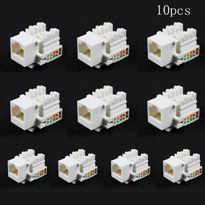 10 шт. Cat5E 8P8C RJ45 LAN сеть Ethernet пробойник Keystone гнездо Jack для 568A 568B(258A) Схемы проводки