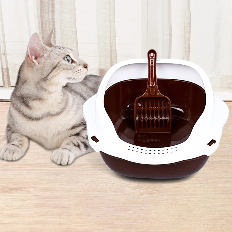 HOT-Large Size Cat Litter Box Semi-Closed Sandbox Toilet for Pet Training Tray with Shovel Gift | Дом и сад