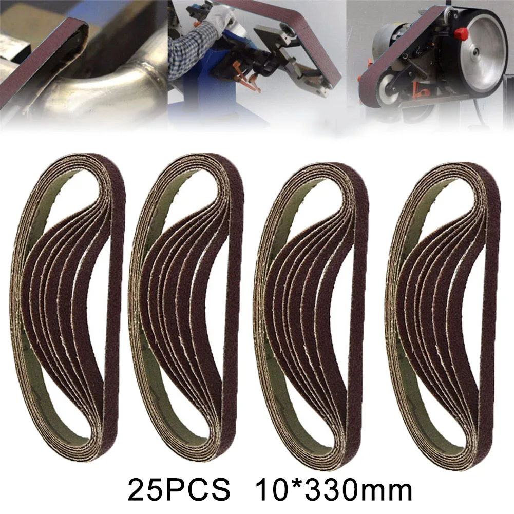 25pcs/Set 330 X 10mm Air Finger Sander Sadning Belt 60/80/100/120 Grit Aluminum Oxide Suitable For Wood/ Paint/varnish/ Plastic |