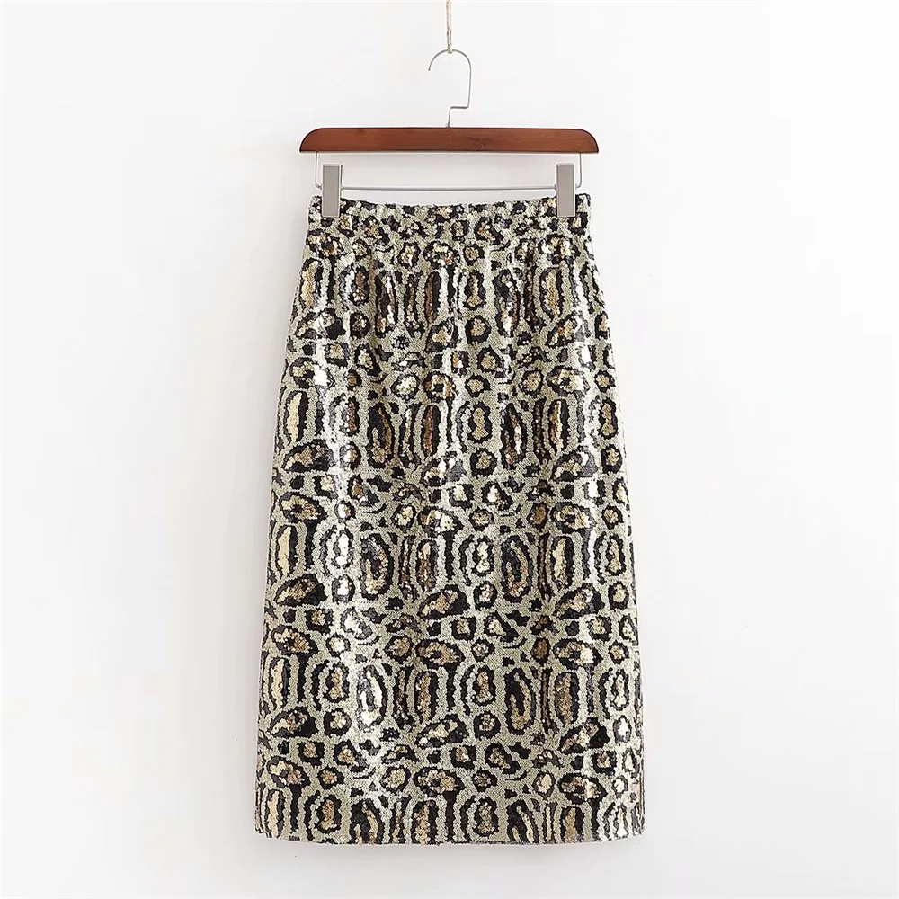 Весна 2020 женская новая французская уличная стильная юбка с блестками украшенная