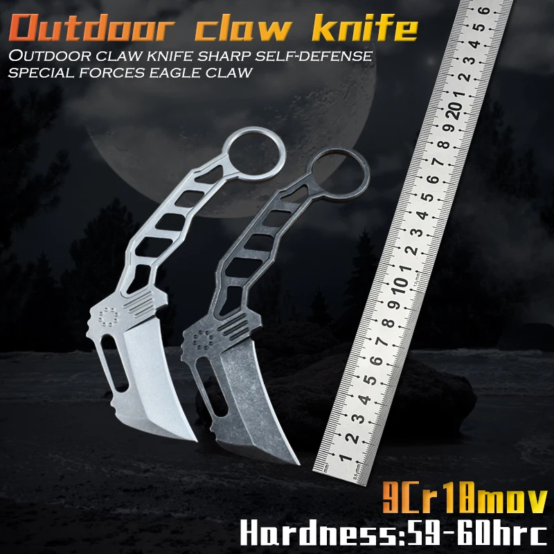 

D2 Steel Tactical Karambit Claw Knife Survival Self-defense Outdoor Hunting knife Camping Survival Tool CSGO Army Knives