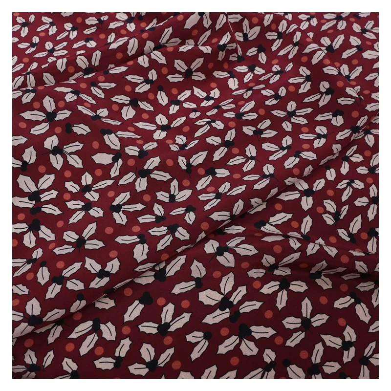 

Mulberry silk crepe de chine fabric cloth per meter 16mm 114 cm wide drape printed clothing dress fabric wholesale silk cloth