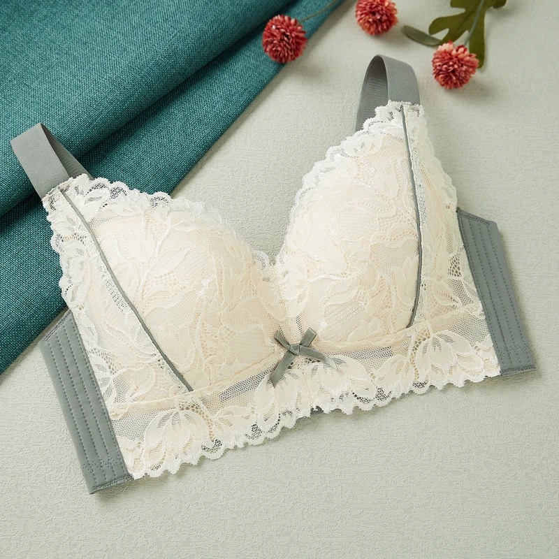 

Women's Full Coverage Wire Free Non-Foam Lace Bra 34 36 38 40 42 B C D E