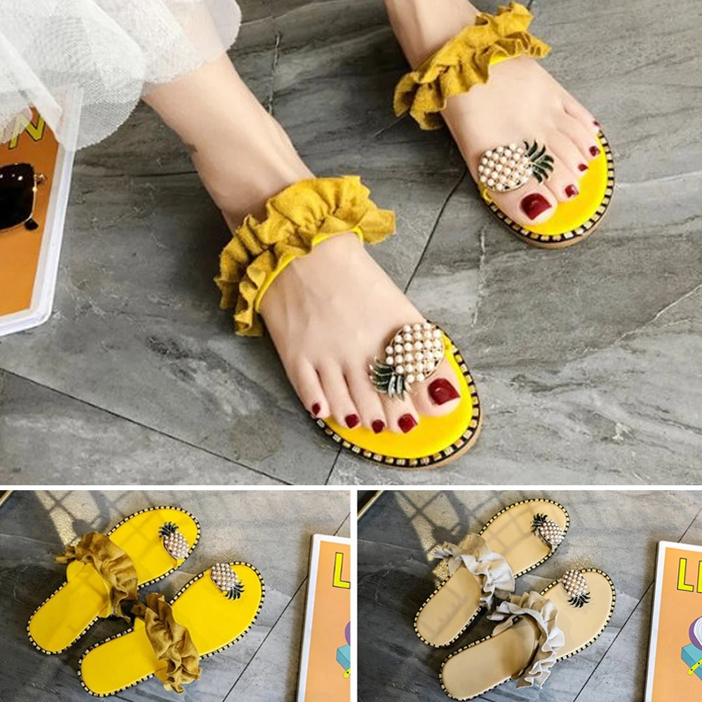 Модные пляжные сандалии Летние женские повседневные тапочки с фруктами