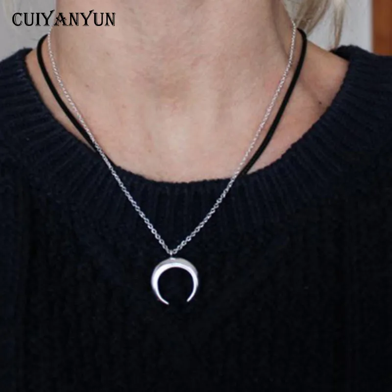 

Classic Necklaces Women Men Long Link Chain Collier Fashion Gold Color Jewelry Statement Initial Kolye Moon Pendant Choker