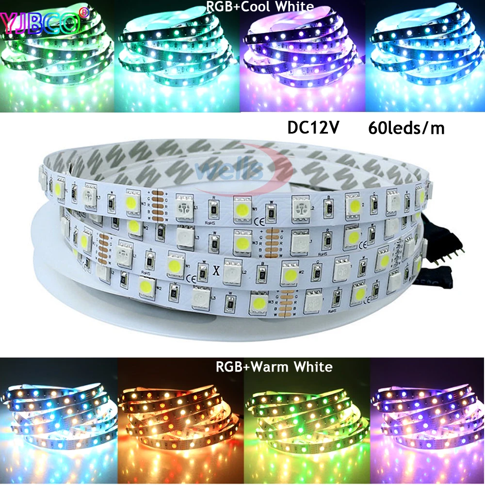 DC12V 5 м 60 светодиодный/m RGBWW RGBCW IP30/IP65/IP67 300 светодиодный S SMD 5050 смешанный цвет 5pin RGBW RGB