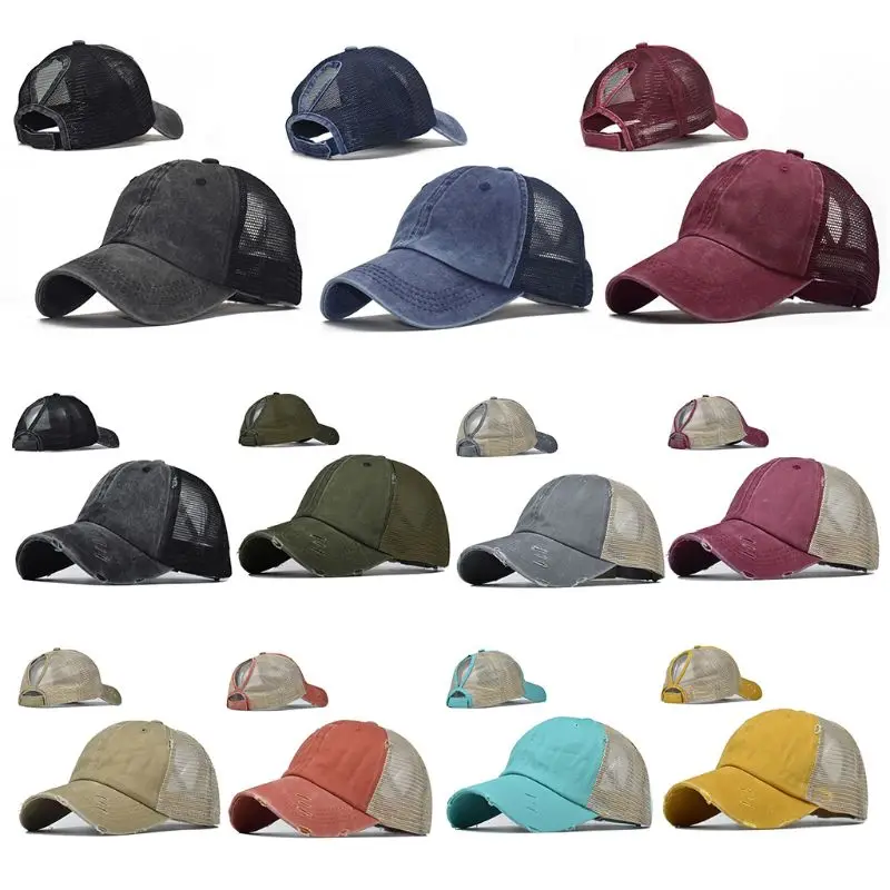 Женский хвостик запутанная Высокая бейсболка в пучок потертая винтажная дышащая