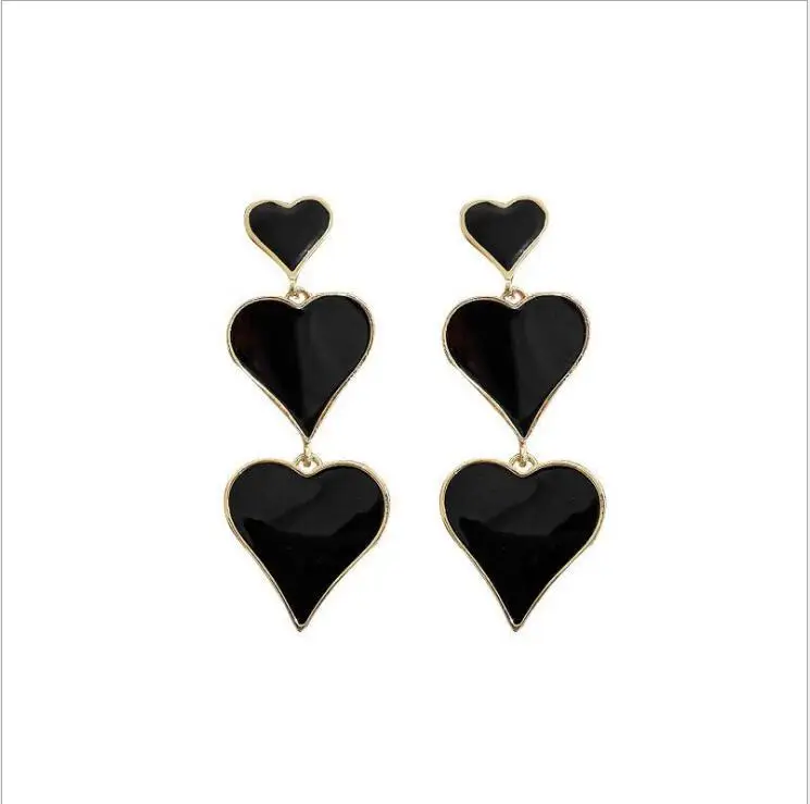 

2020 Modern Goddess Retro Black Love Long Earrings Ins Ear Ring Earrings Dangle Korean Earrings Heart Earrings