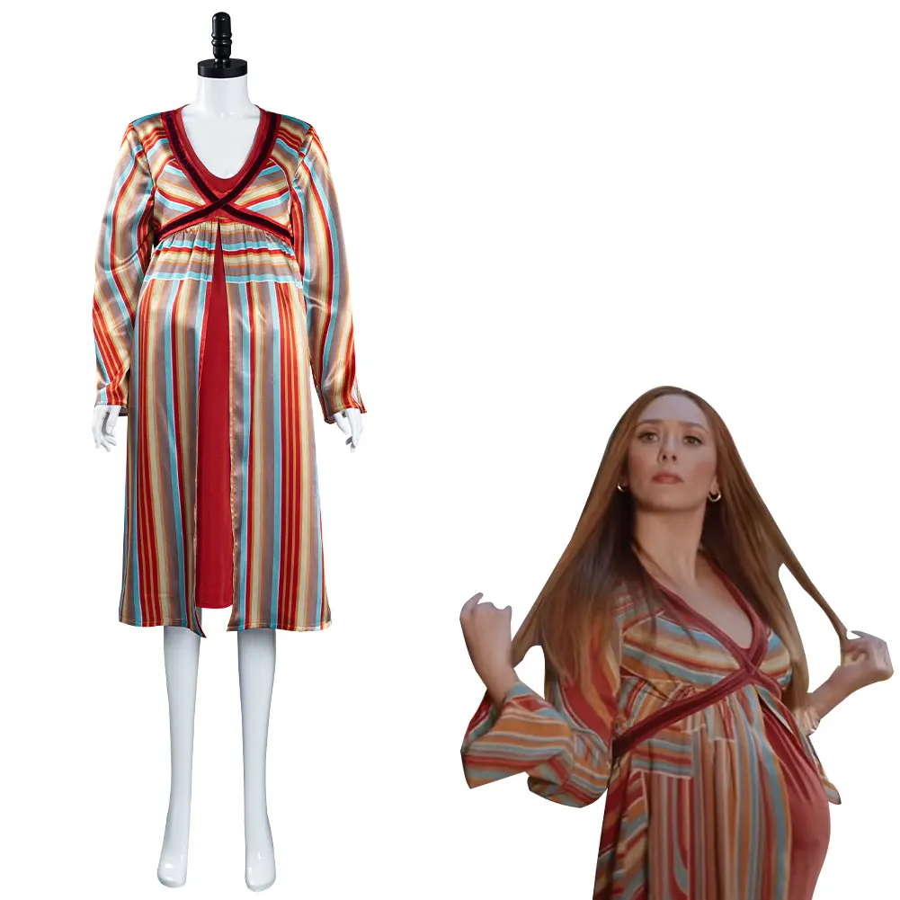 

Wandavision Scarlet Witch Pregnancy Cosplay Costume Halloween Carnival Suit