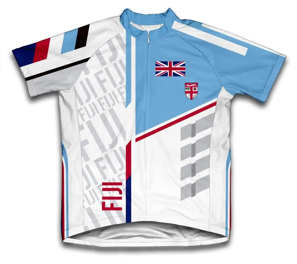

Classic retro FIJI men's full zipper bicycle short-sleeved cycling jersey