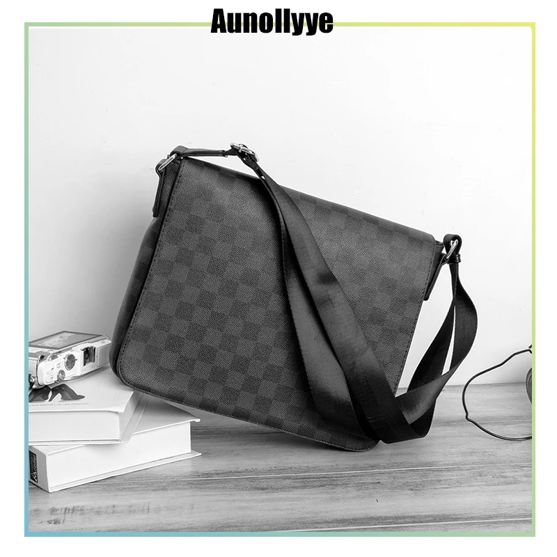 

2021 New Luxury Designer Man Leather Messenger Bags Male Vintage Plaid Cross Body Shoulder Bag Laptop Business Briefcase Handbag