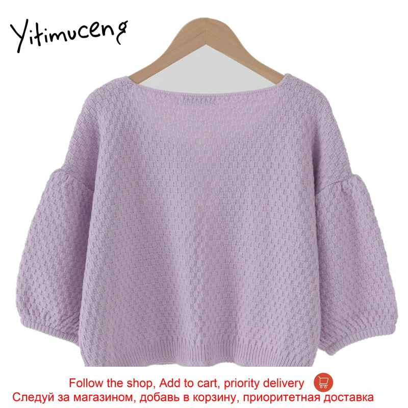 

Yitimuceng Floral Blouse Women Oversized Cut Out Shirts Korean Fashion Puff Sleeve Office Lady White Purple Tops 2021 Summer New