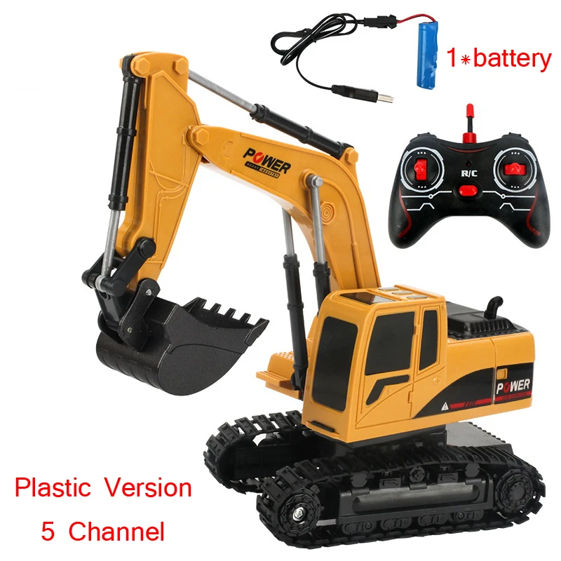 Plastic 1 Battery 2,4 ГГц 6-канальный RC трактор экскаватор игрушки Перезаряжаемые имитация Электрические Rc автомобиля РТР дистанционного управления сплава и Пластик игрушки для детей, подарок - Цвет: Plastic 1 Battery