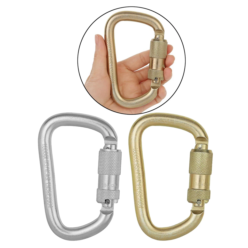 

45KN D Shaped Carabiner Clips Bolted Doors for Rock Climbing Rappelling Gym Camping Hiking Climbing Accessories