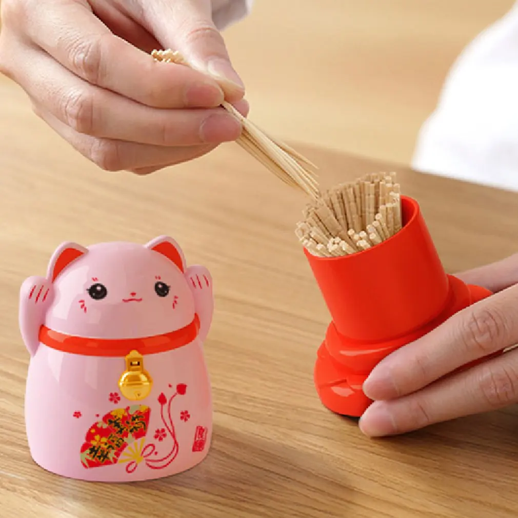Китай lucky cat Диспенсер Для Зубочисток коробка держатель пластиковые коробки для