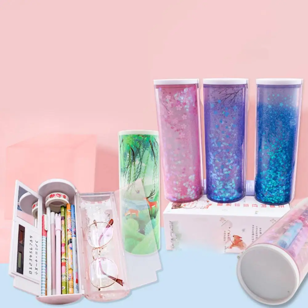 Прозрачный чехол карандаш с зыбучим песком многофункциональный креативный