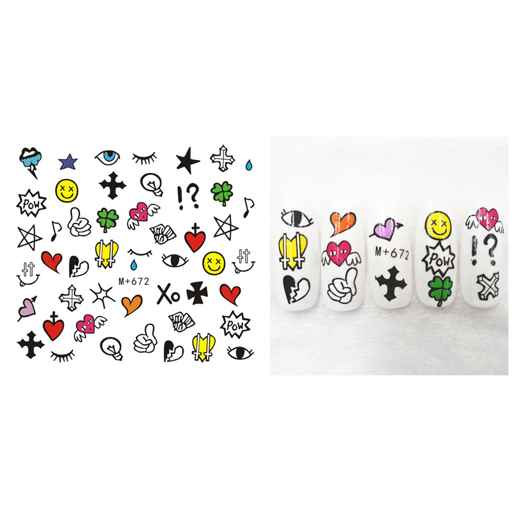 Наклейка для ногтей с изображением мультяшных животных фруктовых деревьев