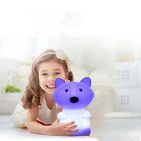 fox led night light touch sensor 9 colors cartoon silicone desk lamp battery powered bedroom bedside lamp for children baby gift