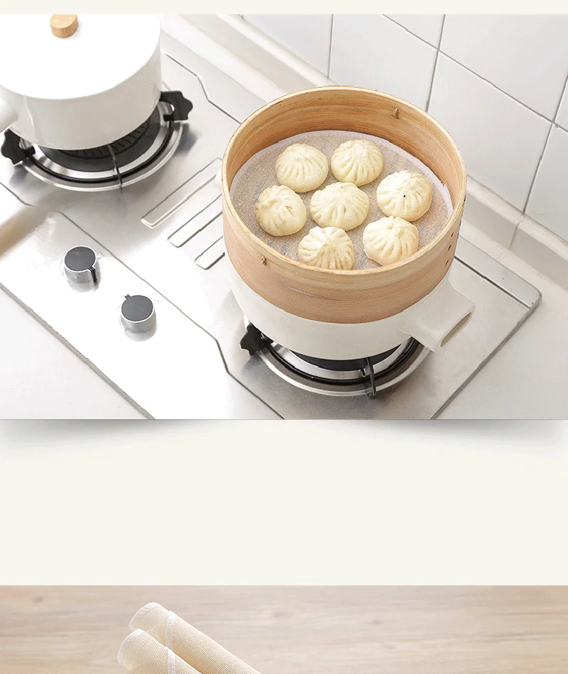 2Pcs Reusable Natural Pure Cotton Steamer Cloth Gauze Drawer Mat Stuffed Buns Steamed Bread Kitchen | Дом и сад