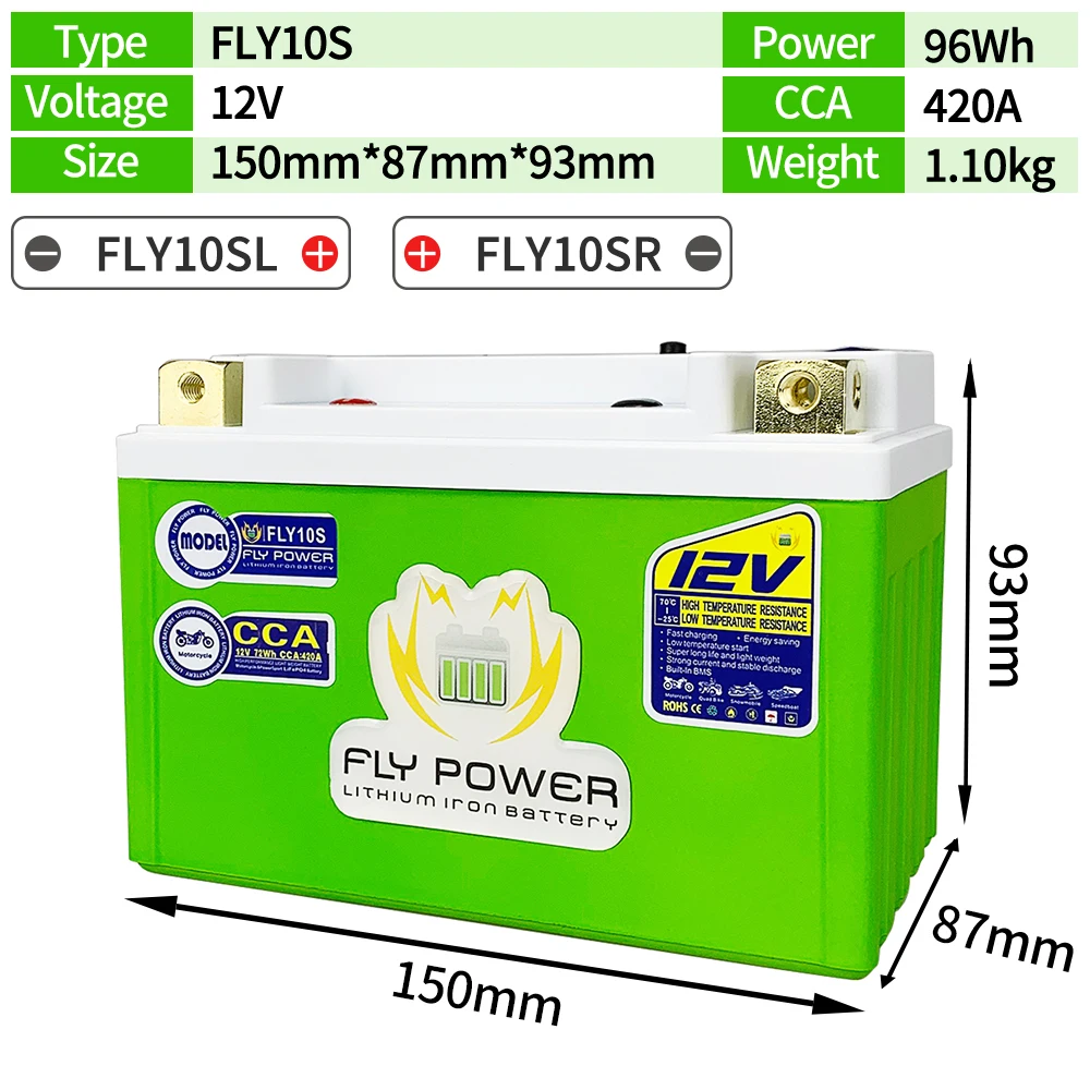 YTZ10S YTZ10S-BS 12V мотоциклов LiFePO4 стартер Батарея CCA 420A 96Wh Встроенный BMS