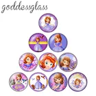 Подарок для девочек с принцессой Софией Disney, круглые ожерелья из кабошона с плоской задней частью, 10 шт., 12 мм18 мм20 мм25 мм, комплектующие для изготовления ожерелий
