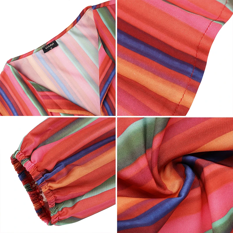 Женское богемное длинное платье VONDA повседневные свободные праздничные платья в